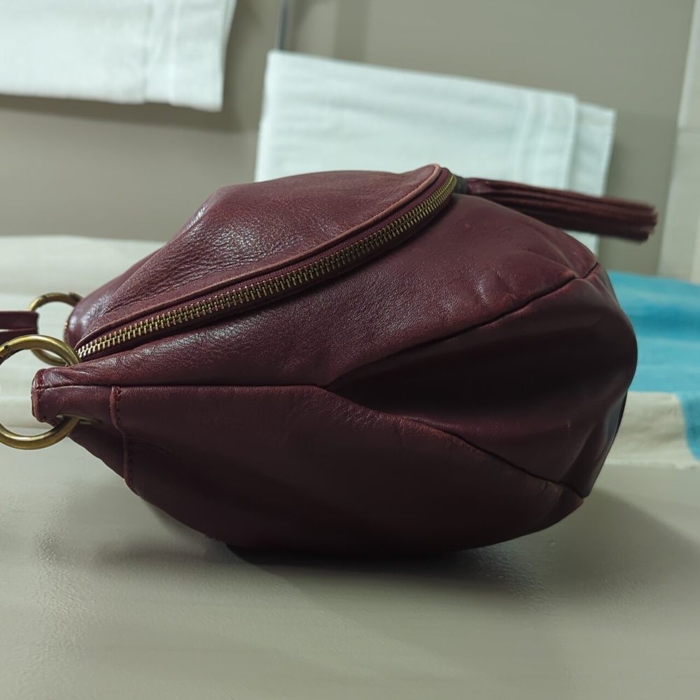 Leather Shoulder Bag Mahogany Color - Picture 8 of 8